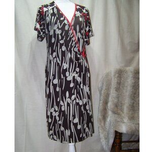 Lane Bryant Dress Wrap Size 14/16 Black Red Slinky NWT
